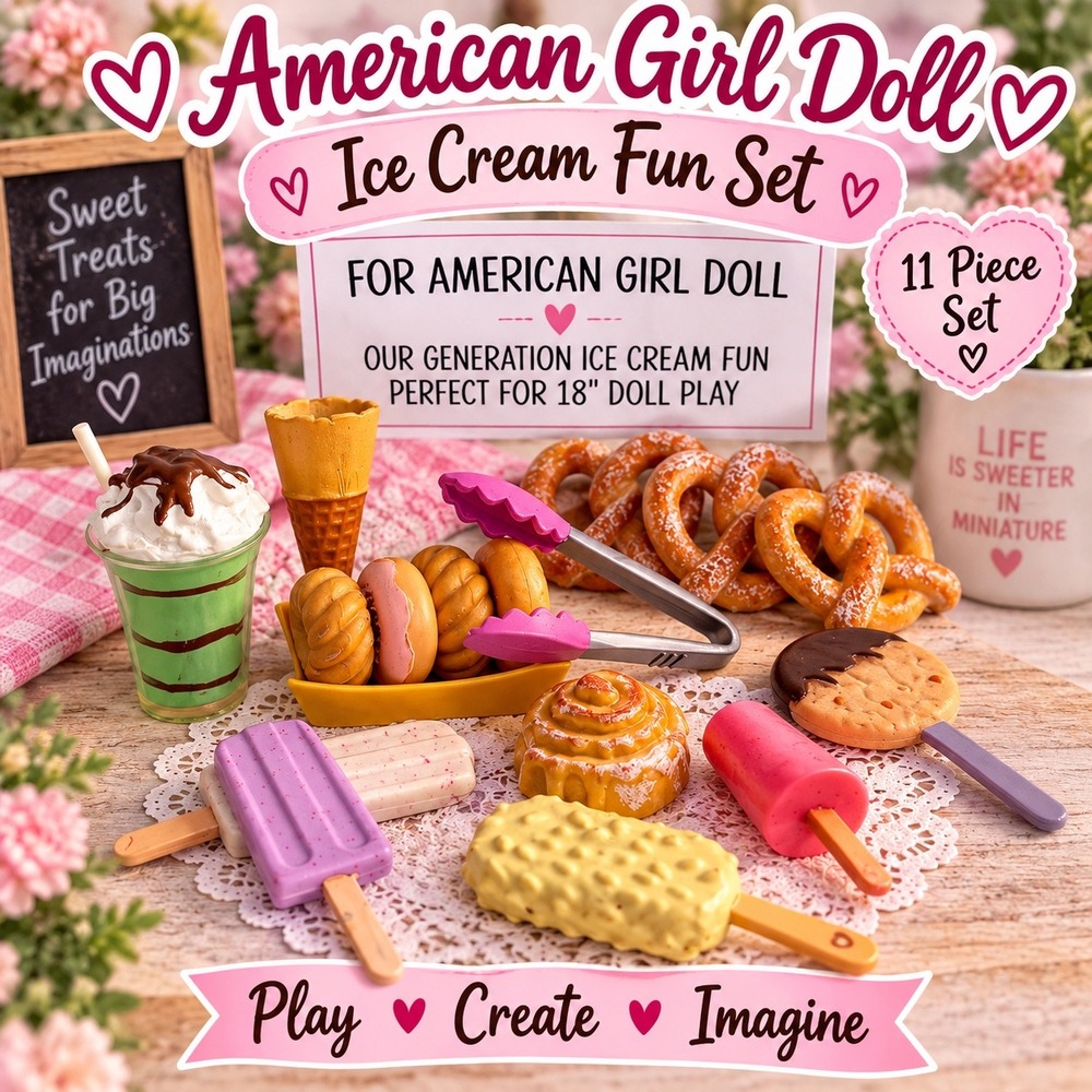 American Girl Doll Ice Cream Fun Set 11pc Food Accessories for 18in Dolls
